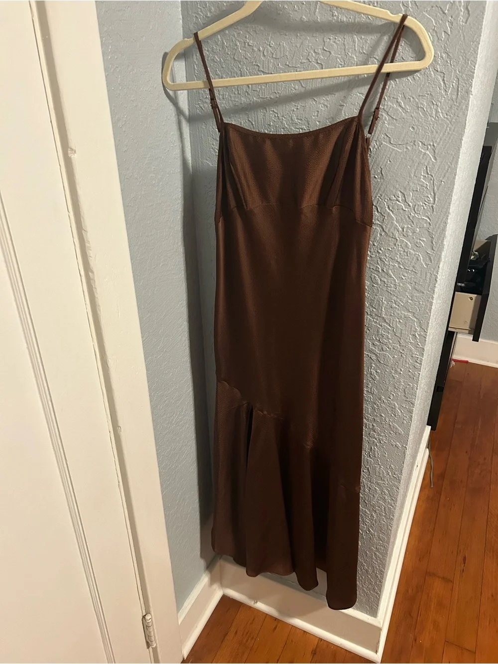 Free People Chocolate Brown Satin Slip Midi Dress - Picture 3 of 3